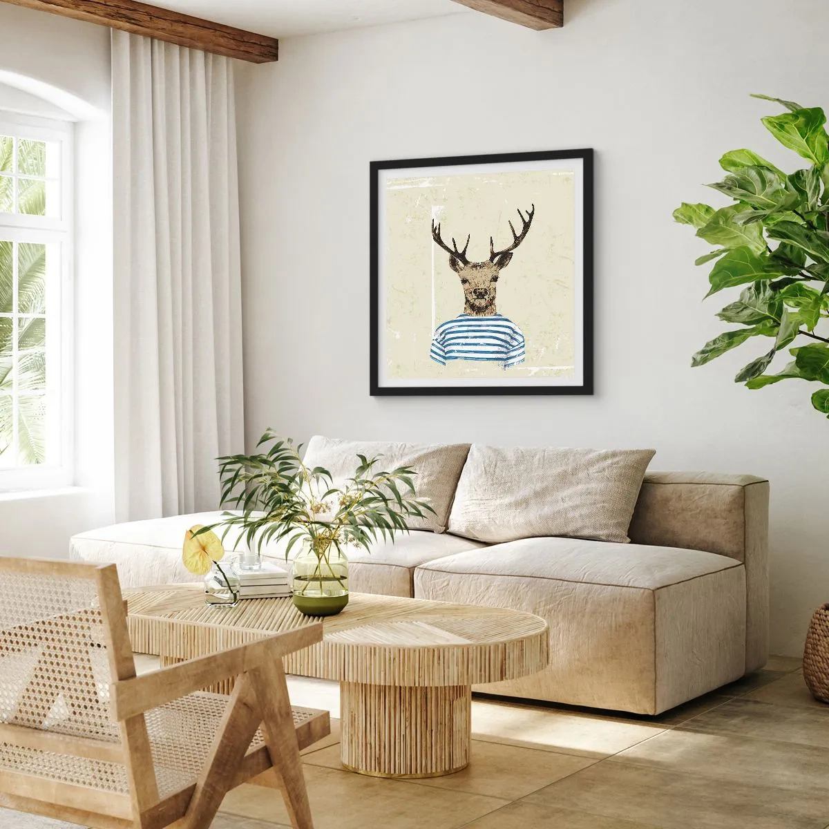 Pôster com moldura preta - Porque eu gosto de camisas listradas! - 50x50 cm