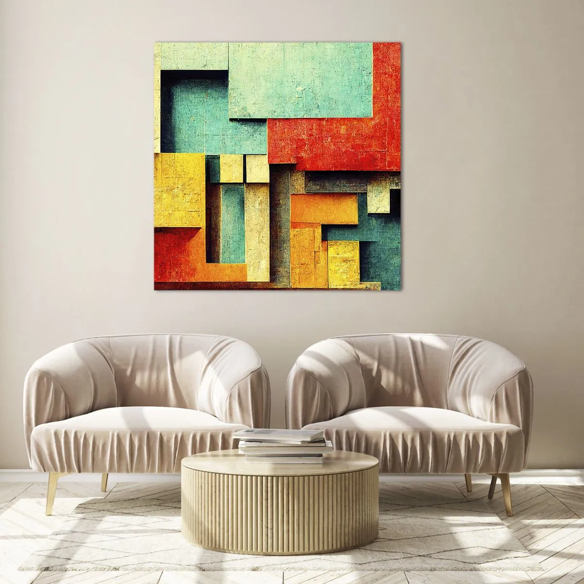 Quadro em vidro - Festival de ângulos vivos - 30x30 cm