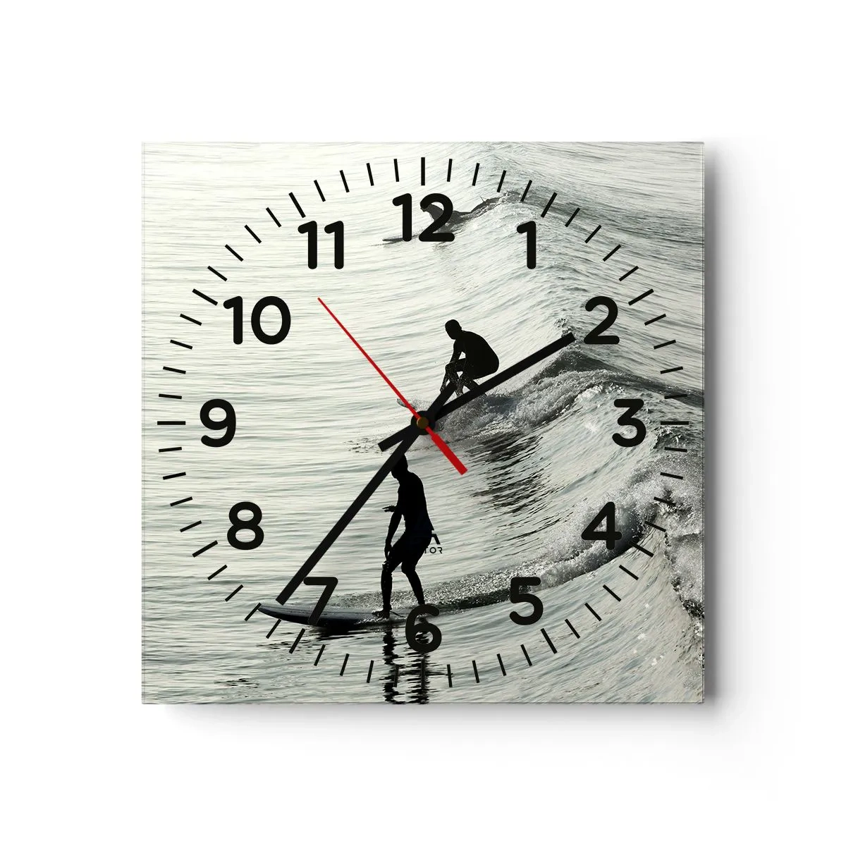 Relógio de parede - Relógio em vidro - Para conhecer a onda - 40x40 cm