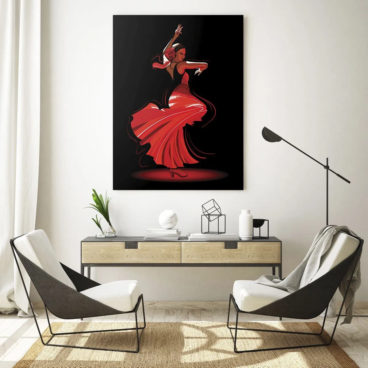 Quadro em vidro - O espírito ardente do flamenco - 80x120 cm