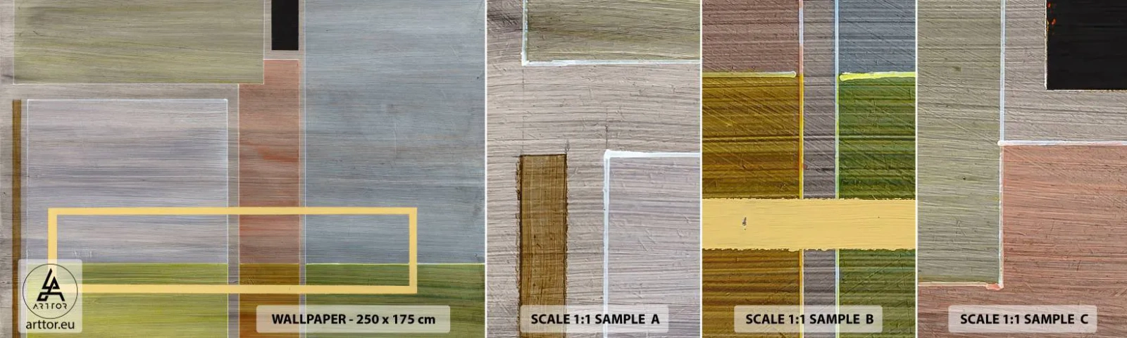 Amostra de papel de parede autocolante Deluxe Sticker - Simples e calmo - Abstração, Arte Moderna, Retângulos - 100x30 cm