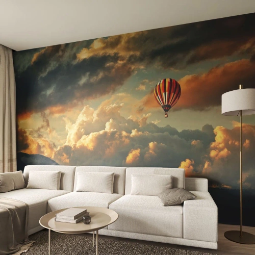 Papel de parede personalizado Premium Canvas - Eu voo porque sou livre - Abstração, Voo de balão, Montanhas
