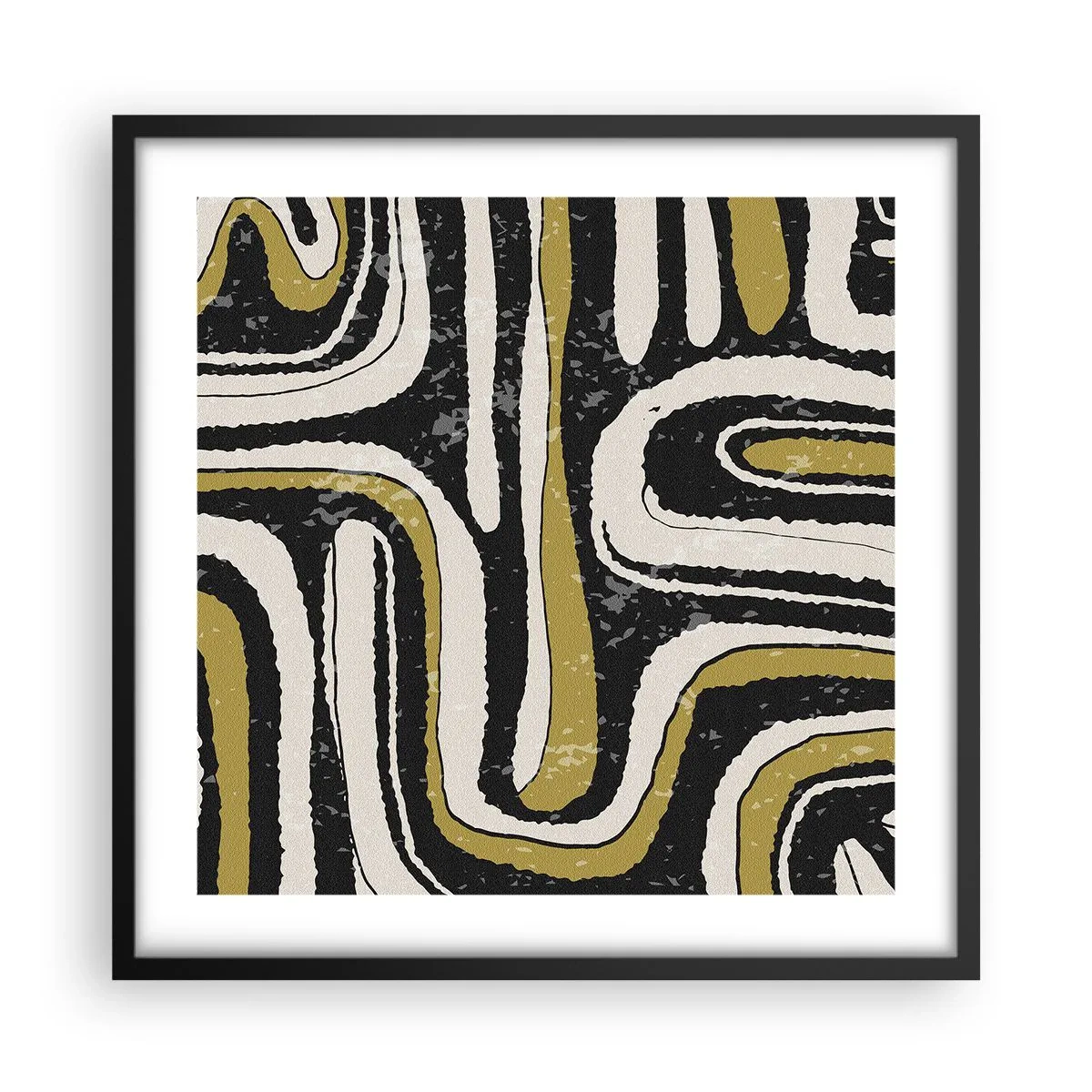 Pôster com moldura preta - Composição: estradas e becos - 50x50 cm