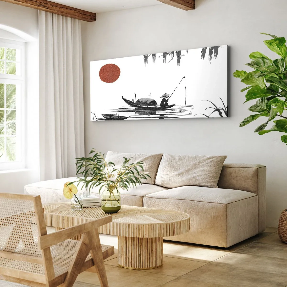 Quadro em tela - Tarde asiática - 120x50 cm