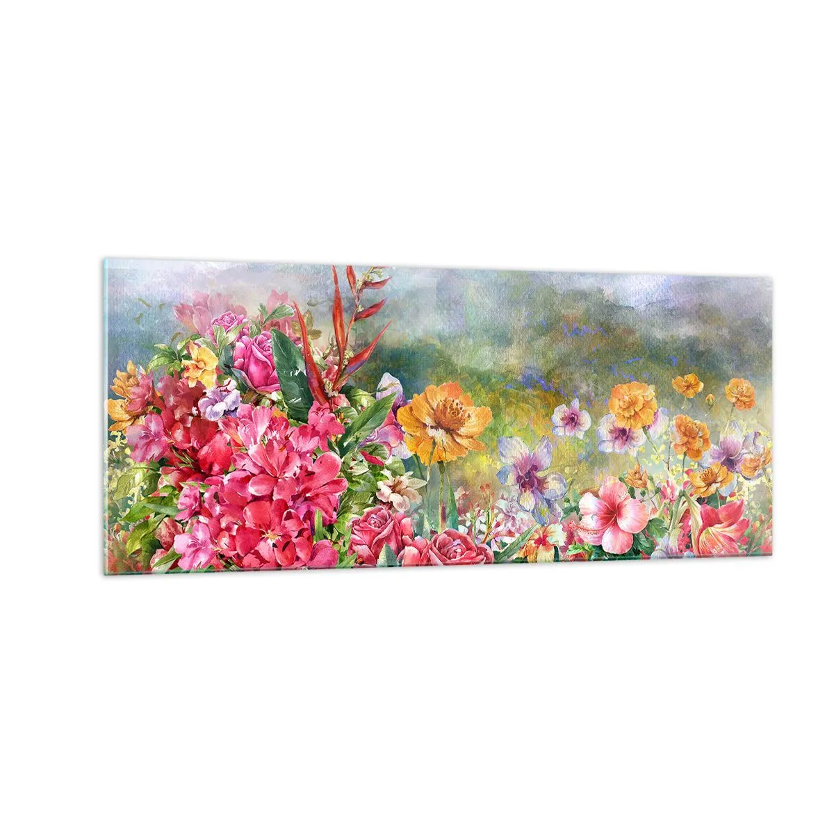 Quadro em vidro - O jardim que enlouqueceu - 100x40 cm