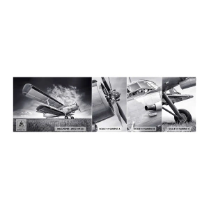 Amostra de Papel de Parede Standard Eco - Andarilho alado - Avião, Aeronave, Preto e branco - 100x30 cm