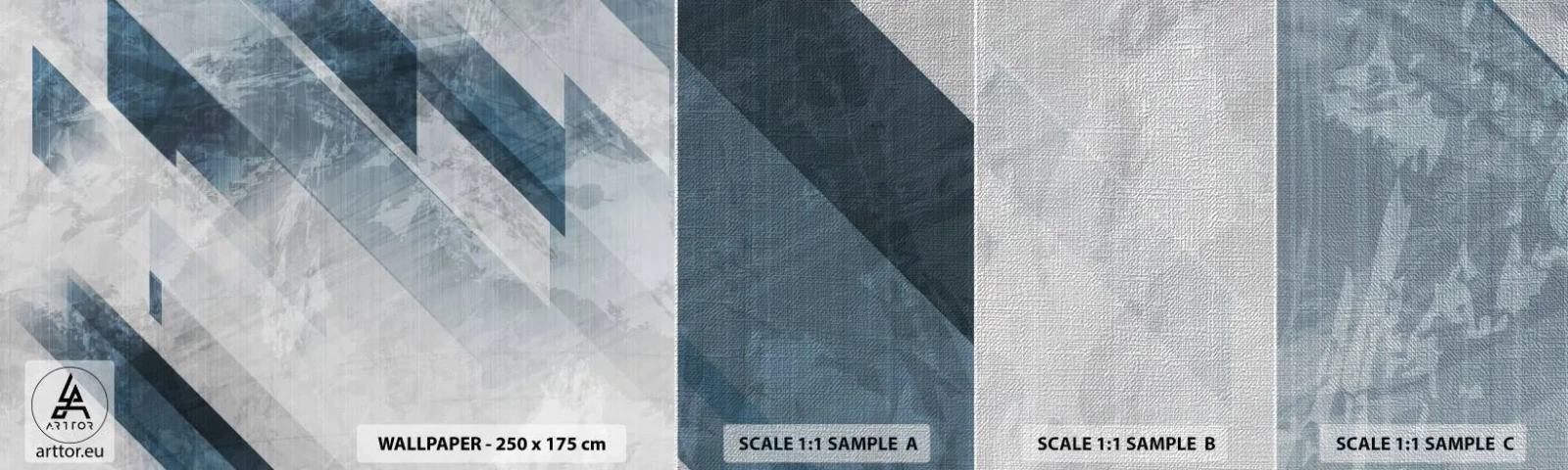 Amostra de papel de parede Premium Canvas - Arte espacial – movimento cinzento - Abstração, Pedaço, Padrão Moderno - 100x30 cm