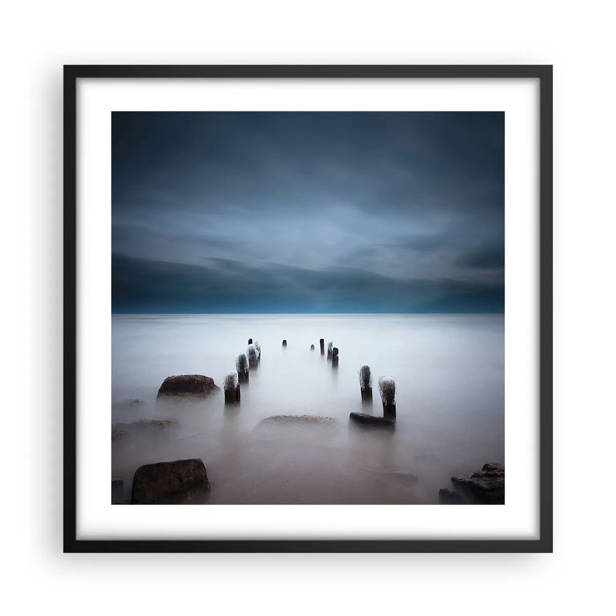 Pôster com moldura preta - Lago pensativo - 50x50 cm
