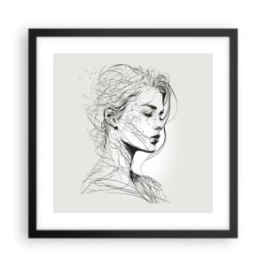 Pôster com moldura preta - Retrato em pensamento - 40x40 cm