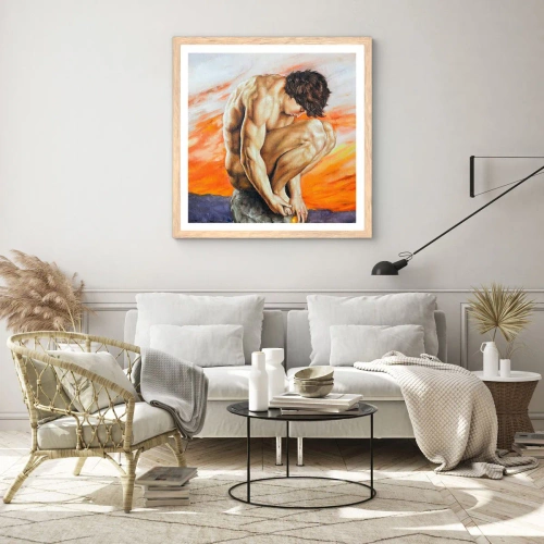 Pôster com moldura de carvalho claro - Imerso em si mesmo - 60x60 cm