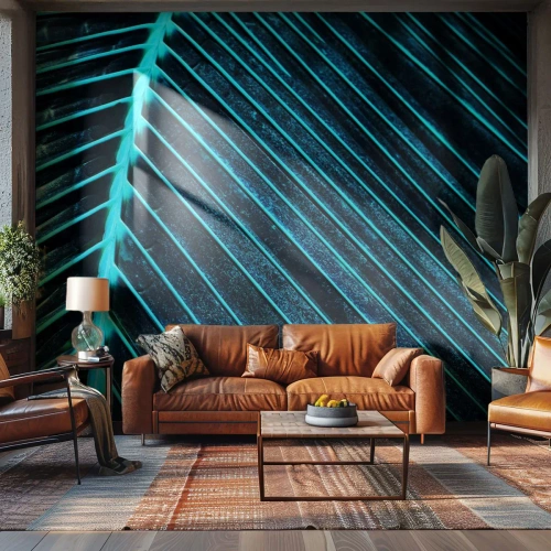 Papel de Parede Premium Sand - Textura verde - Folha, macro, Tropical - 300x210 cm