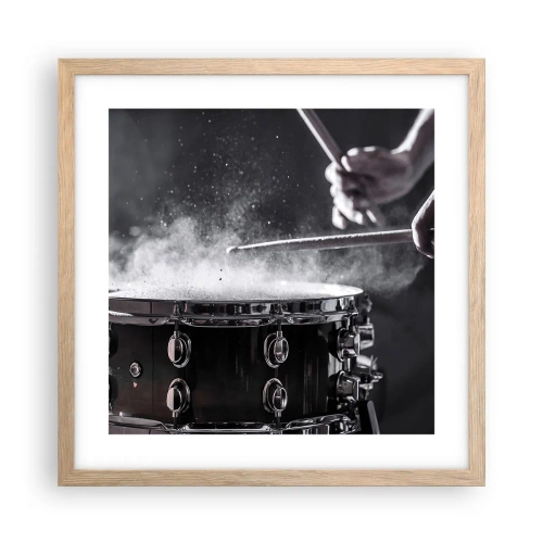 Pôster com moldura de carvalho claro - Pulso da música - 40x40 cm