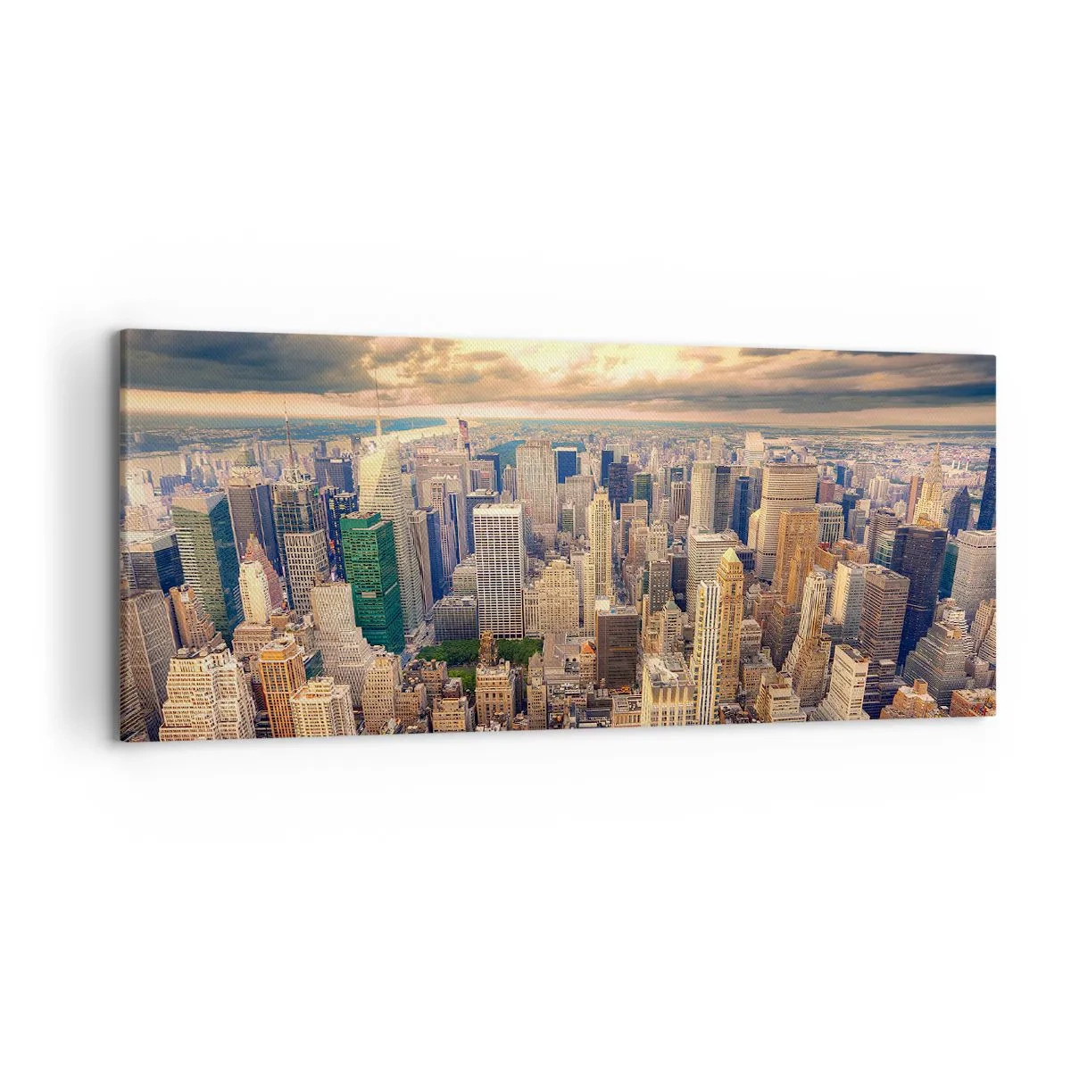 Quadro em tela - Metrópole dourada - 120x50 cm