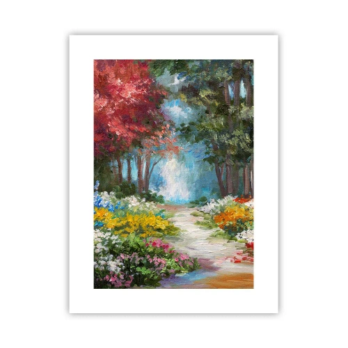 Pôster - Jardim florestal, floresta florida - 30x40 cm