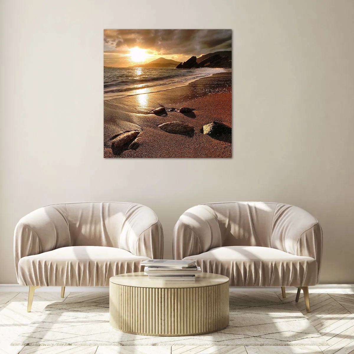 Quadro em vidro - Siga o sol em direção às colinas - 30x30 cm