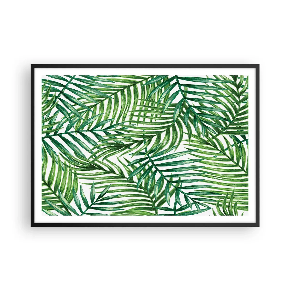 Pôster com moldura preta - Sob as folhas verdes - 100x70 cm
