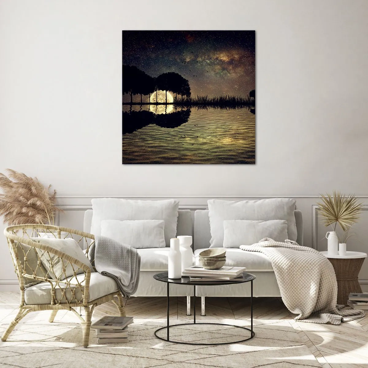 Quadro em vidro - Uma noite no Fim do Mundo - 70x70 cm