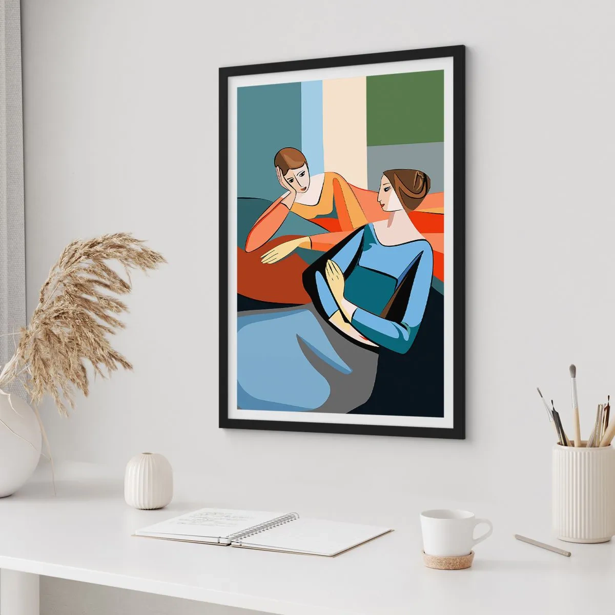 Pôster com moldura preta - Um momento de confiança - 61x91 cm