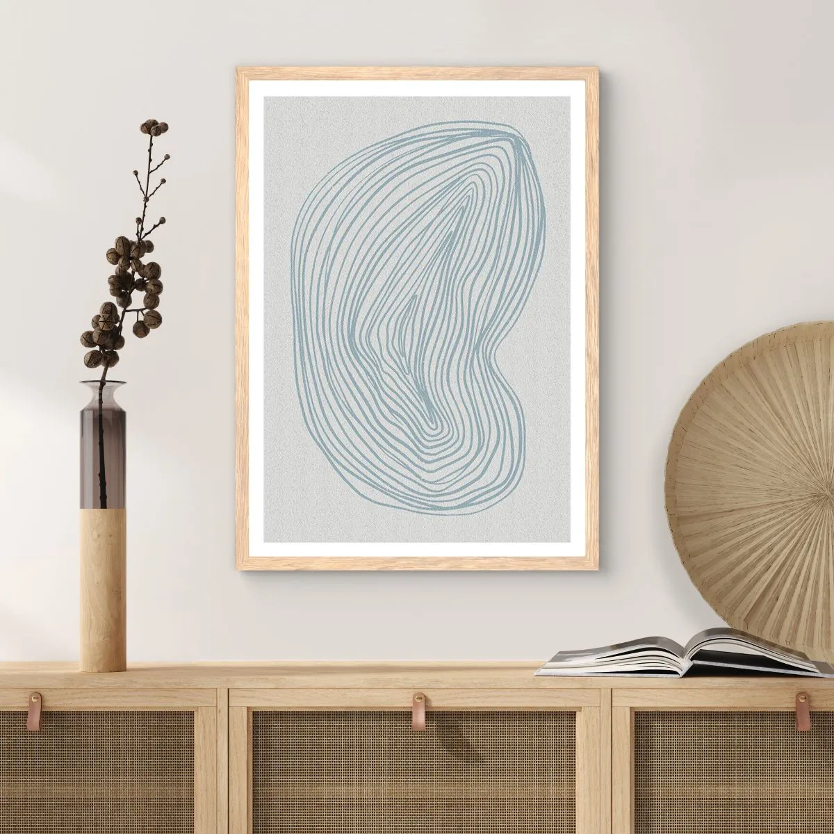 Pôster com moldura de carvalho claro - Deixe cair o sorriso - 50x70 cm