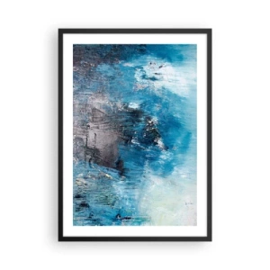 Pôster com moldura preta - Composição abstrata em tons de azul - 50x70cm - Rapsódia em azul - Decoração de parede moderna para a sala de estar e quarto ARTTOR
