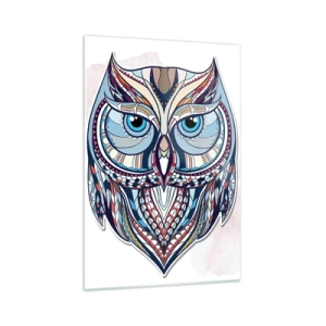Quadro em vidro - Coruja ornamental requintada - 70x100 cm