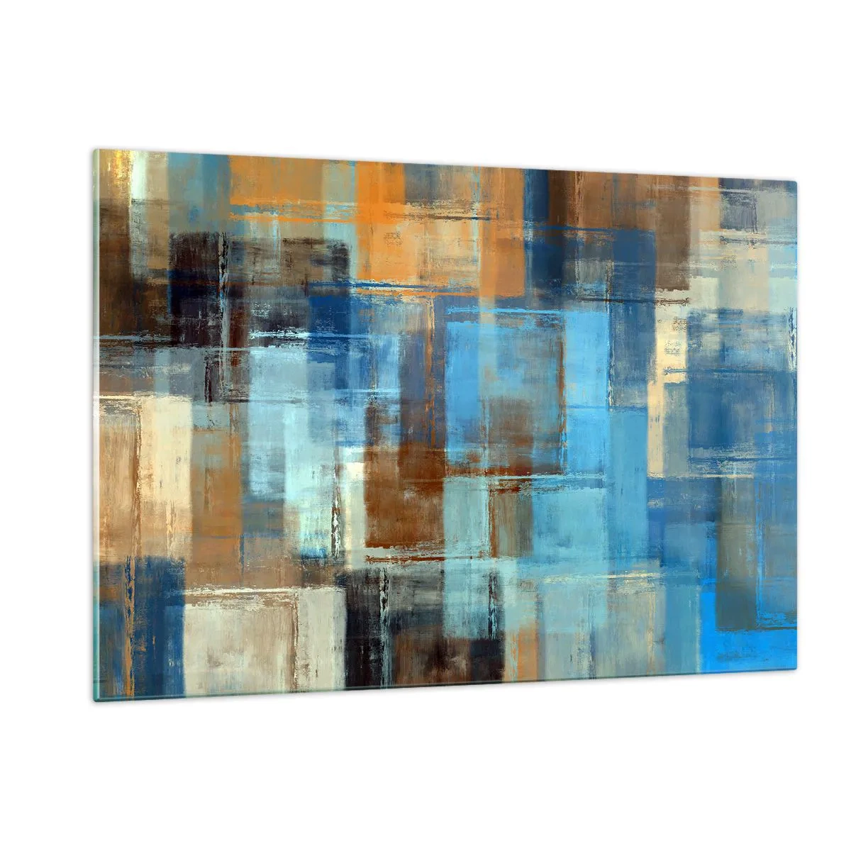 Quadro em vidro - Através da cortina azul - 120x80 cm