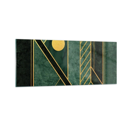 Quadro em vidro - A dinâmica do ouro e do azul - 100x40 cm