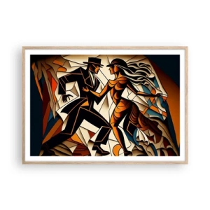 Pôster com moldura de carvalho claro - Dança de paixão e paixão - 100x70 cm
