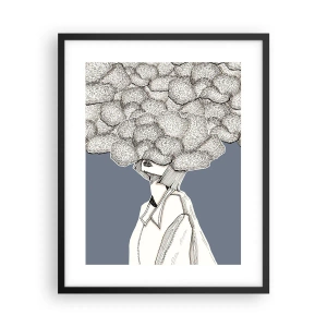 Pôster com moldura preta - Com a cabeça nas nuvens - 40x50 cm