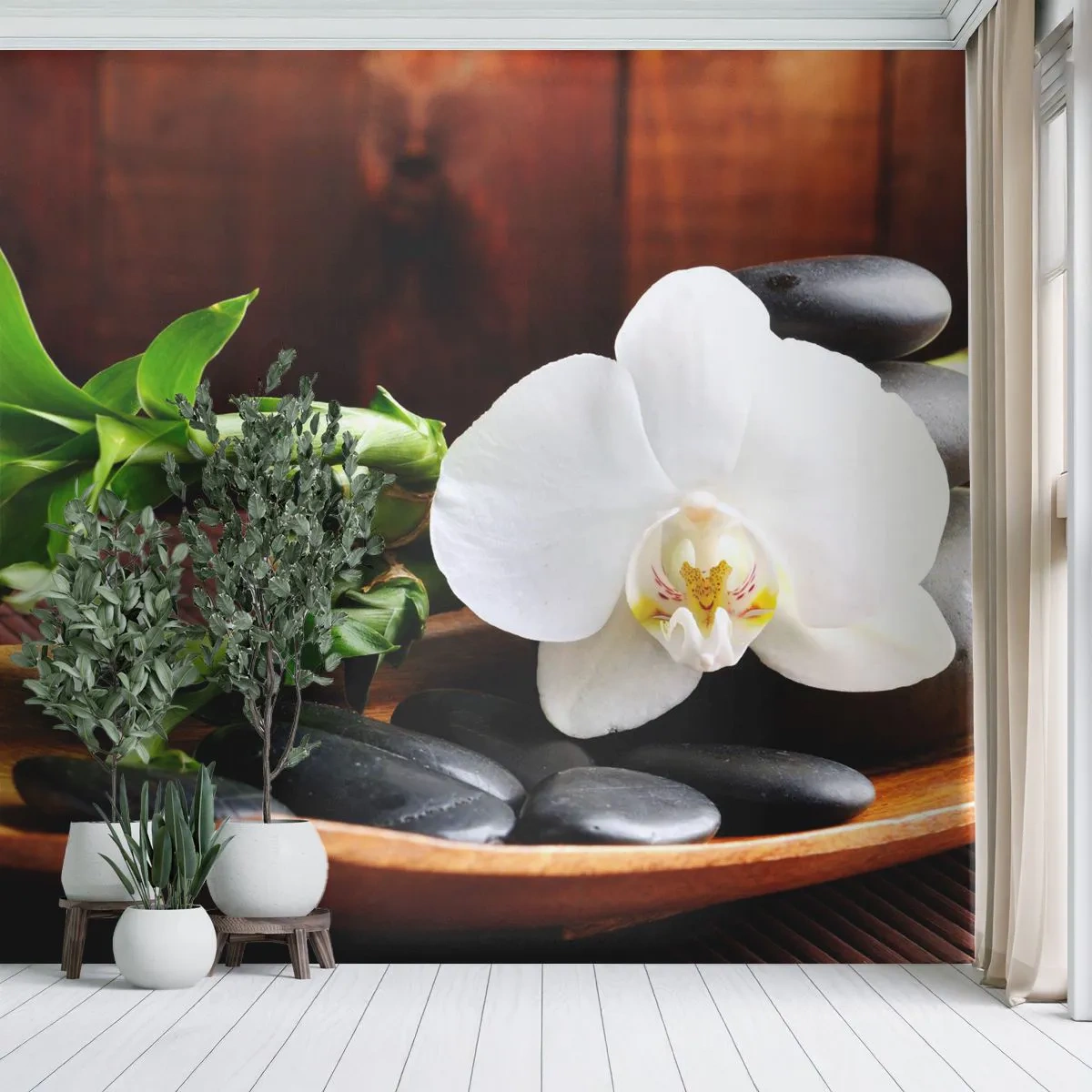 Papel de Parede Standard Eco - Renda-se ao toque da natureza - Flores, Orquídea, Orquídea - 150x105 cm