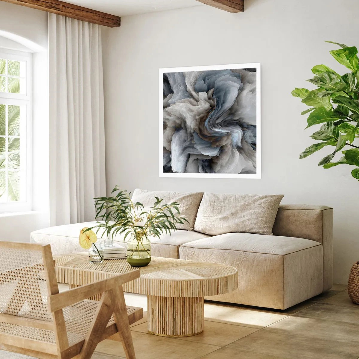 Pôster - Pedra e flor - 60x60 cm