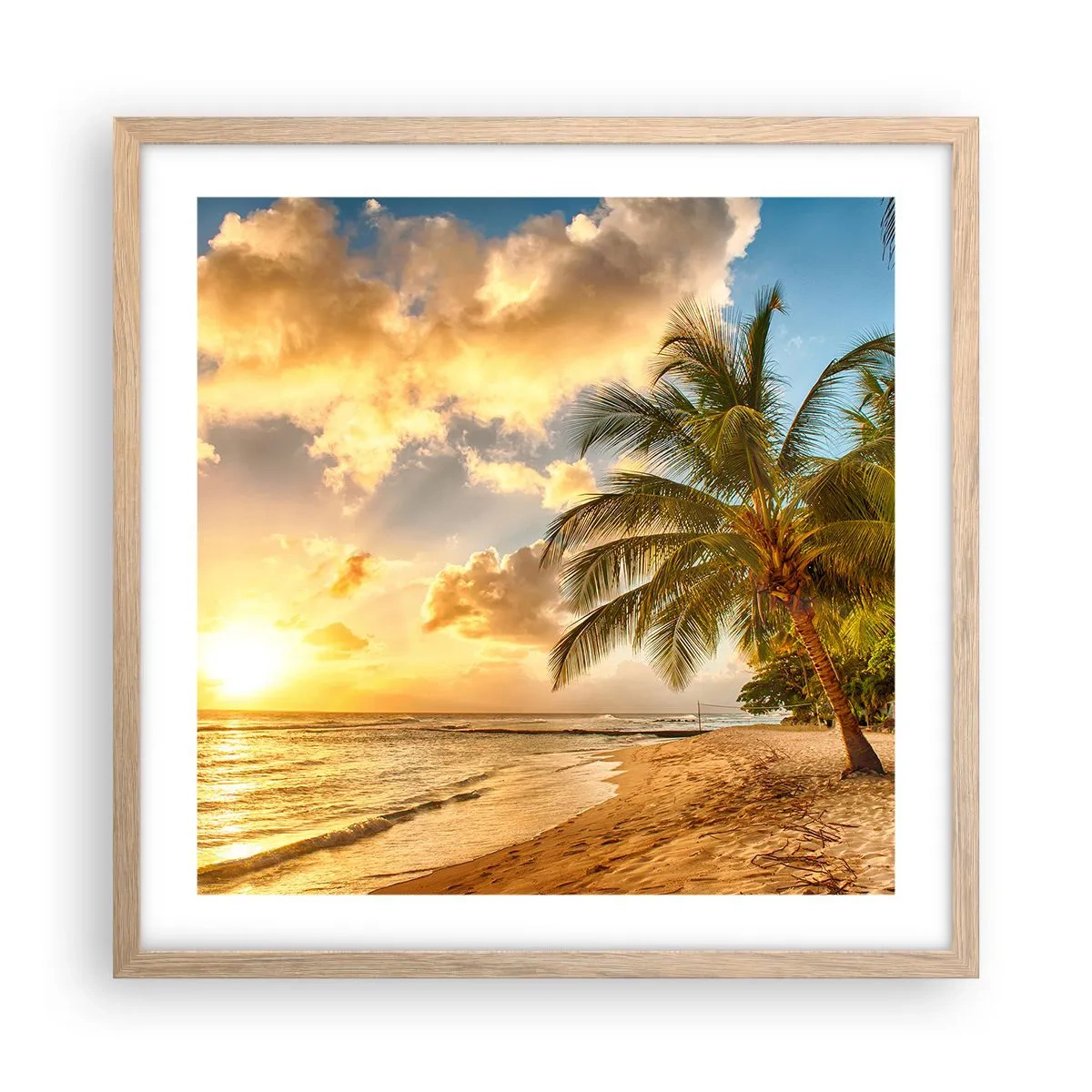 Pôster com moldura de carvalho claro - Eterno verão, férias eternas - 50x50 cm