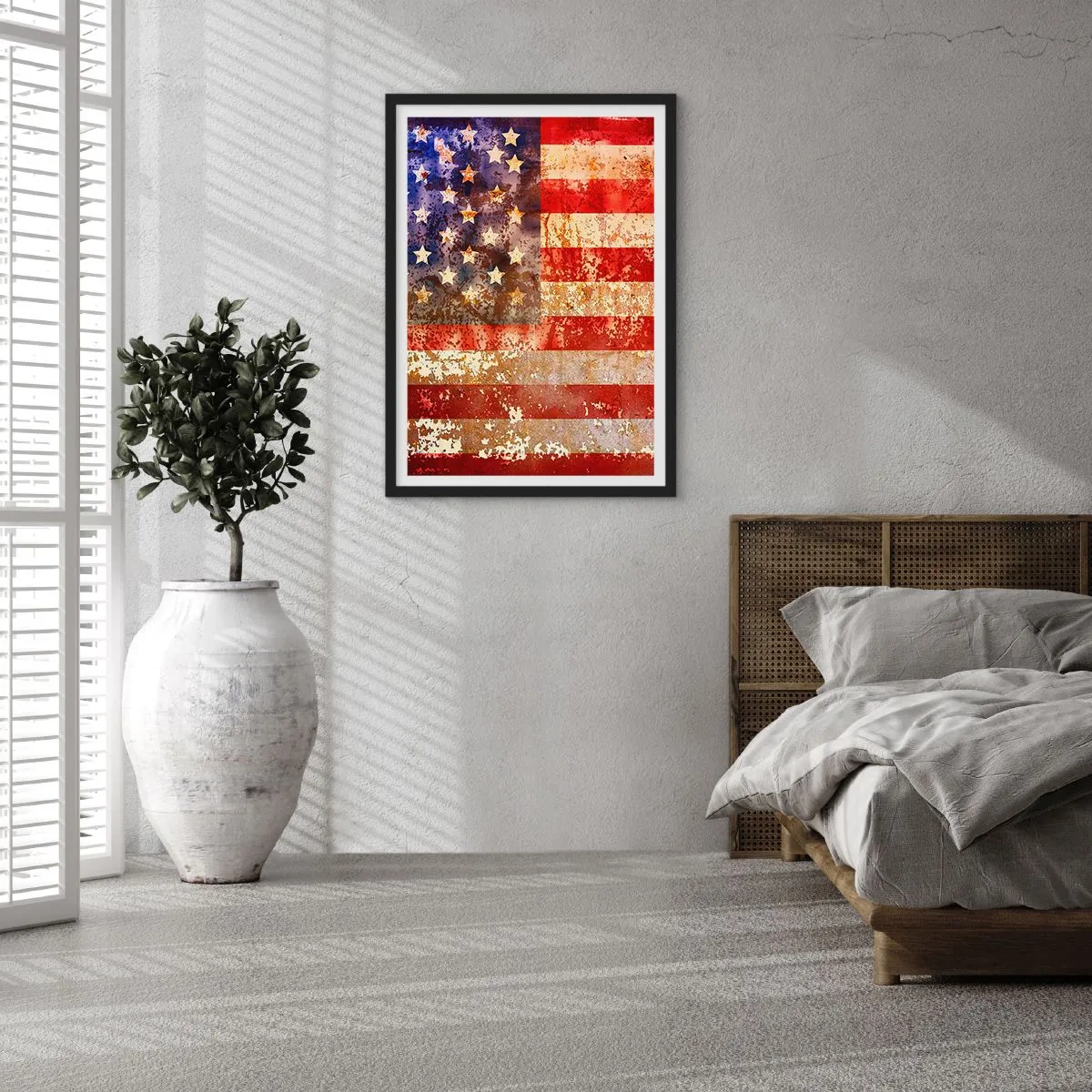 Pôster com moldura preta - Bandeira vintage dos EUA com efeito envelhecido - 50x70cm - A glória não será esquecida - Decoração de parede moderna para a sala de estar e quarto ARTTOR