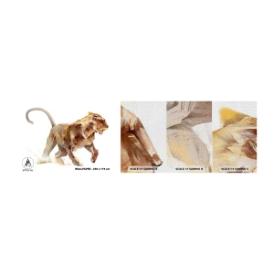 Amostra de papel de parede Premium Canvas - Graça selvagem - Animais, Leão, Abstração - 100x30 cm