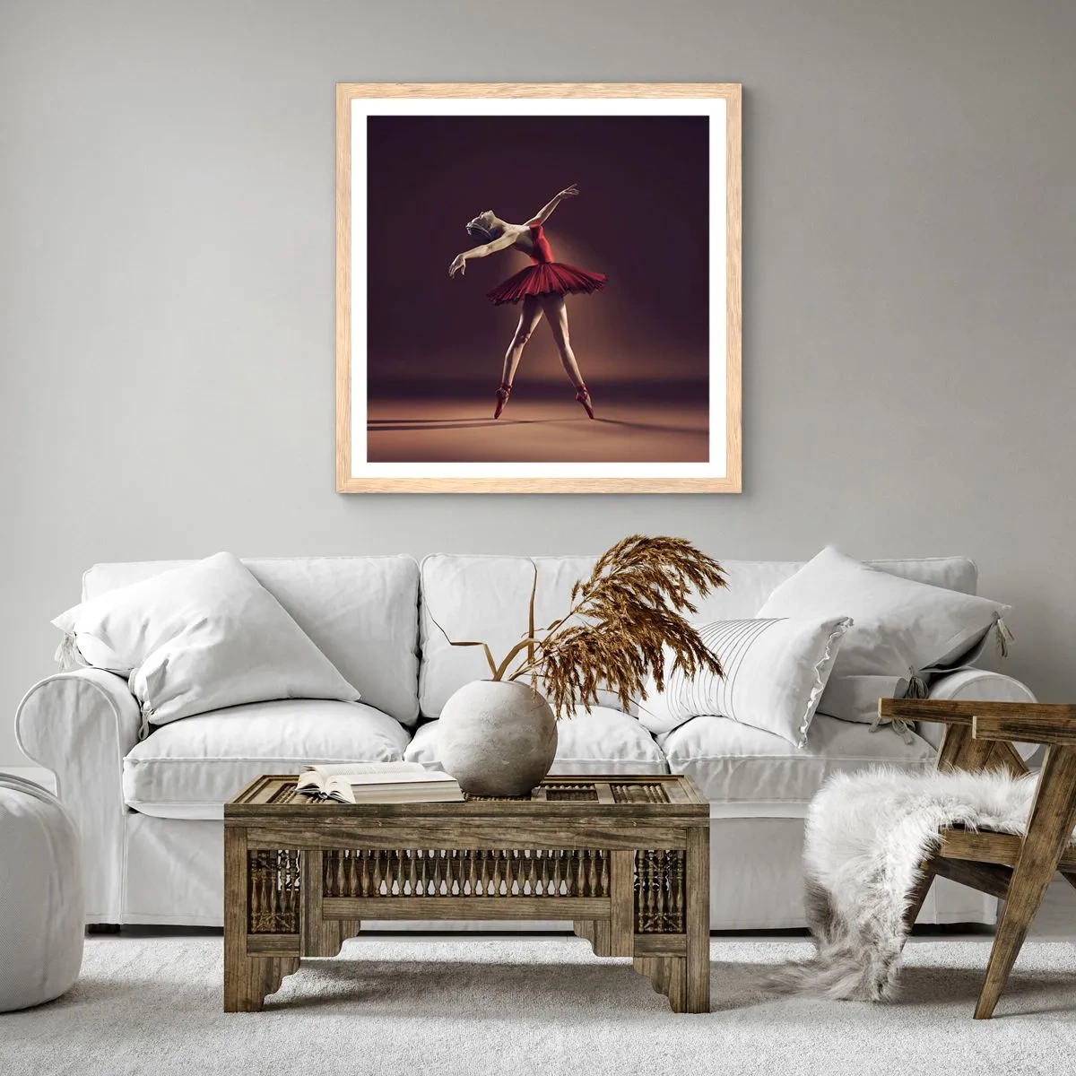 Pôster com moldura de carvalho claro - Prima ballerina - 60x60 cm