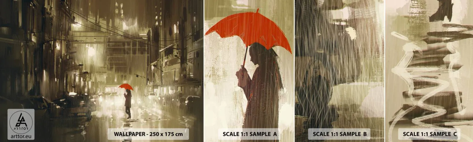 Amostra de papel de parede autocolante Deluxe Sticker - Sozinha, mas não solitária - Cidade, Mulher, Arquitetura - 100x30 cm