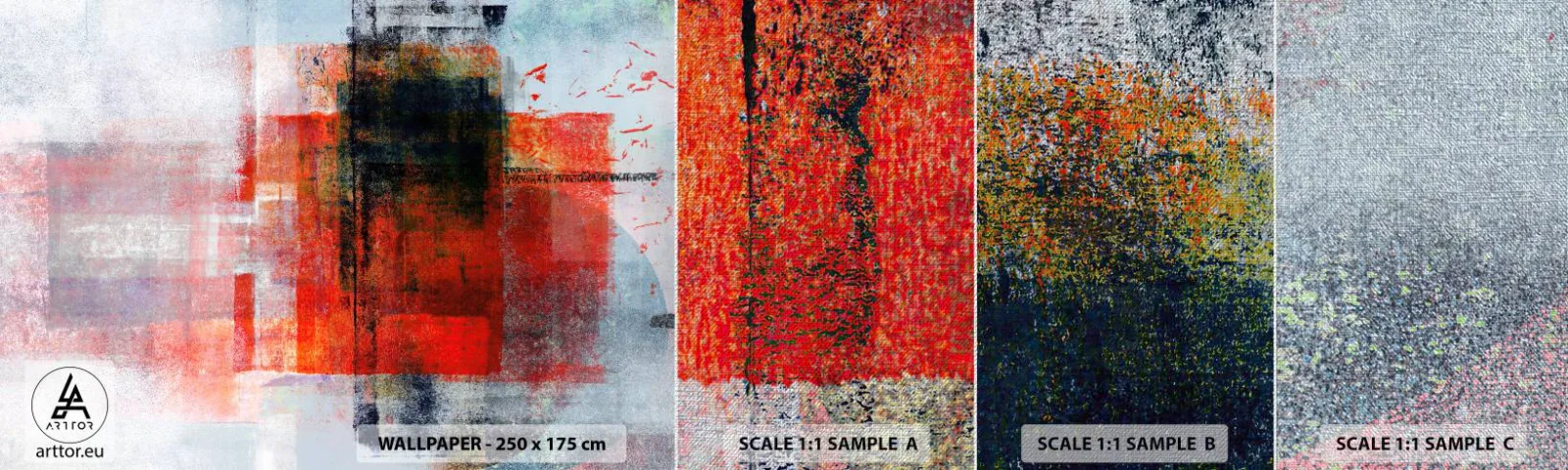 Amostra de papel de parede Premium Canvas - A composição brilha - Pedaço, Abstração, Industrial - 100x30 cm