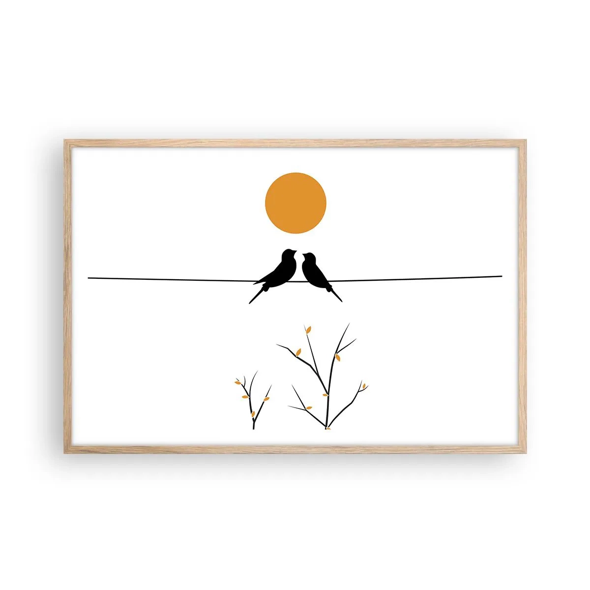 Pôster com moldura de carvalho claro - A noite dos rouxinóis - 91x61 cm