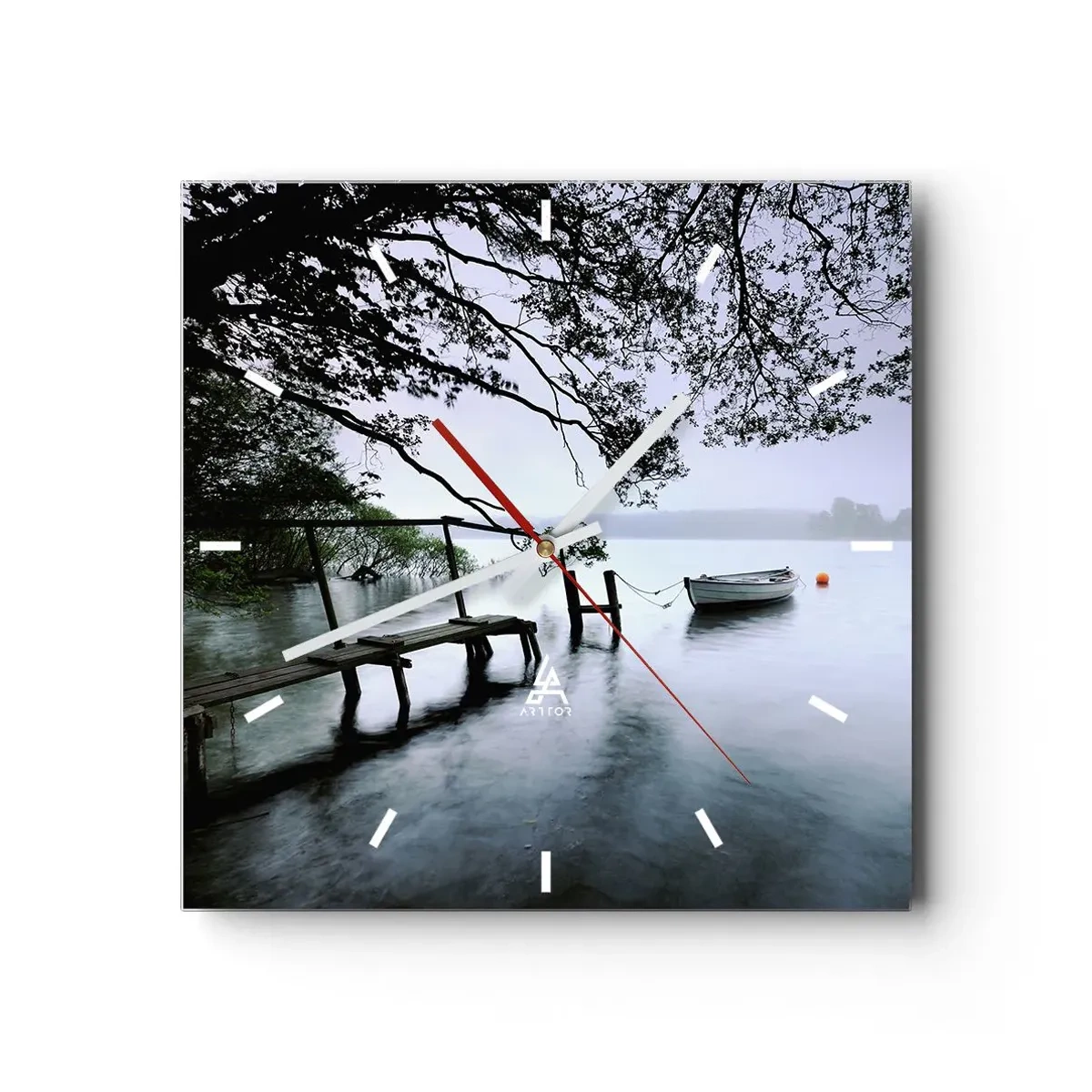 Relógio de parede - Relógio em vidro - Descanso imediato - 30x30 cm