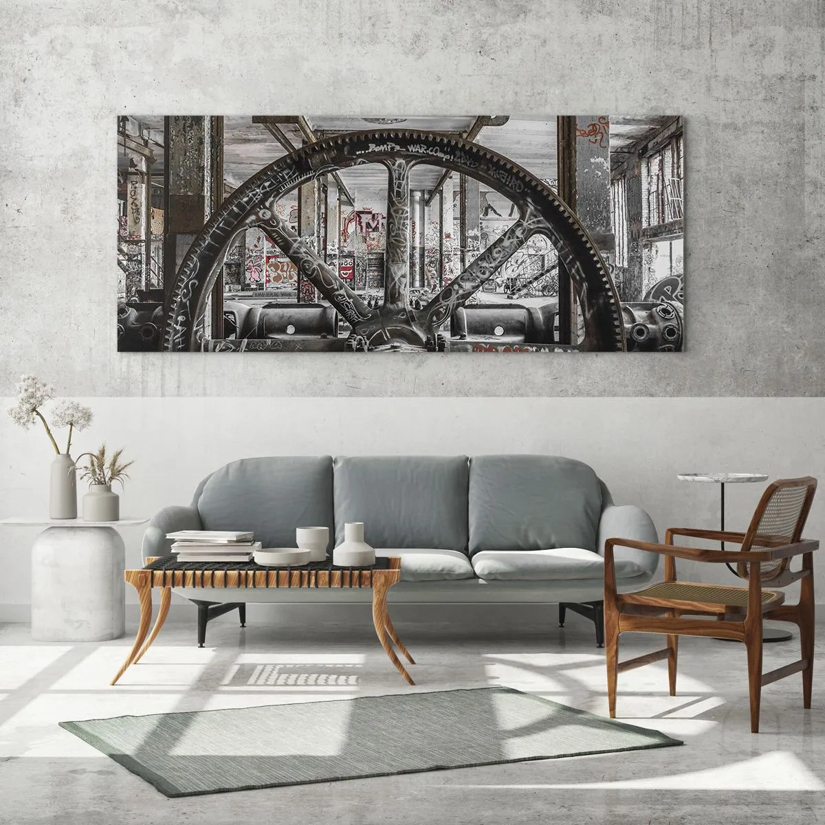 Quadro em vidro - A vida secreta da fábrica - 120x50 cm