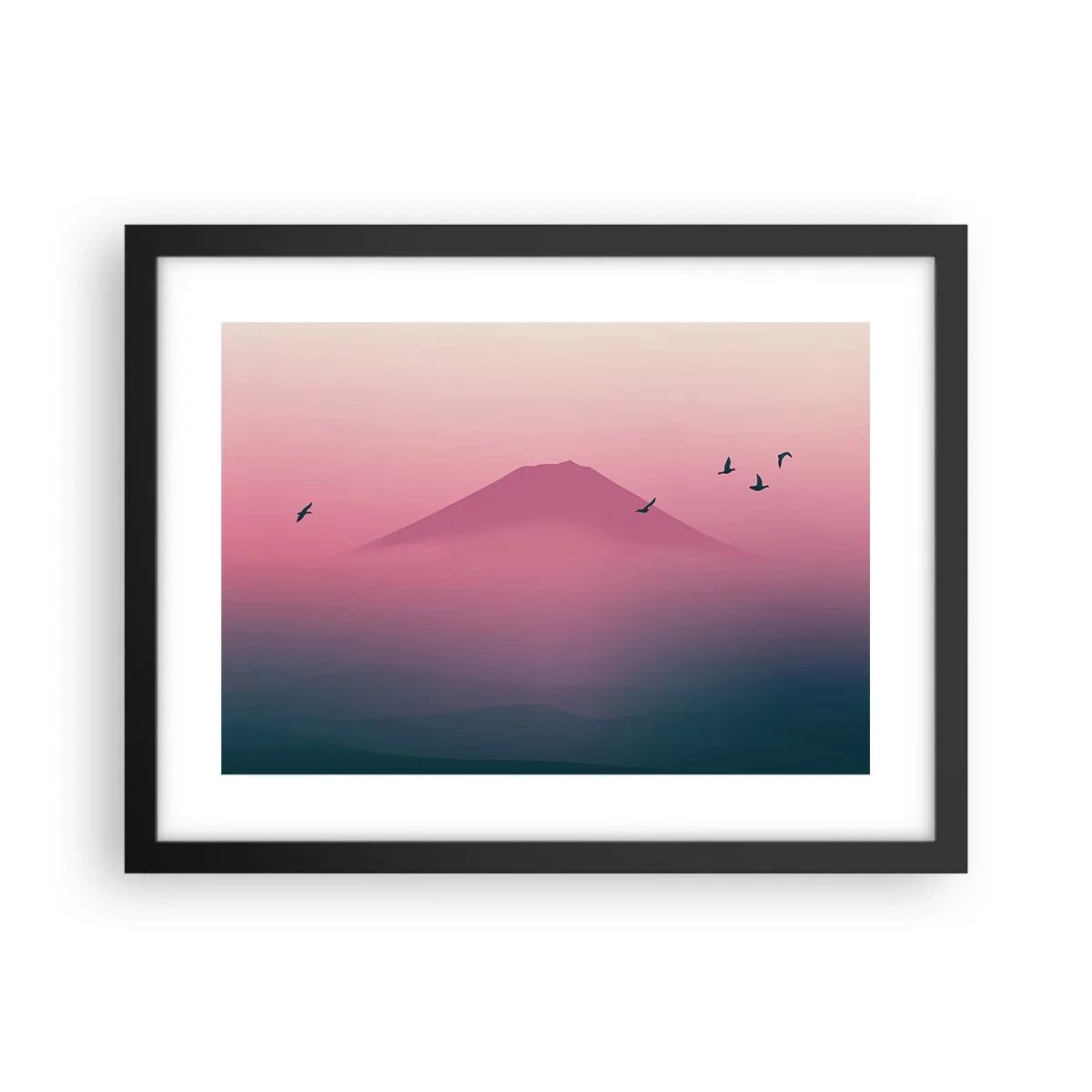 Pôster com moldura preta - Andarilhos sob as nuvens - 40x30 cm