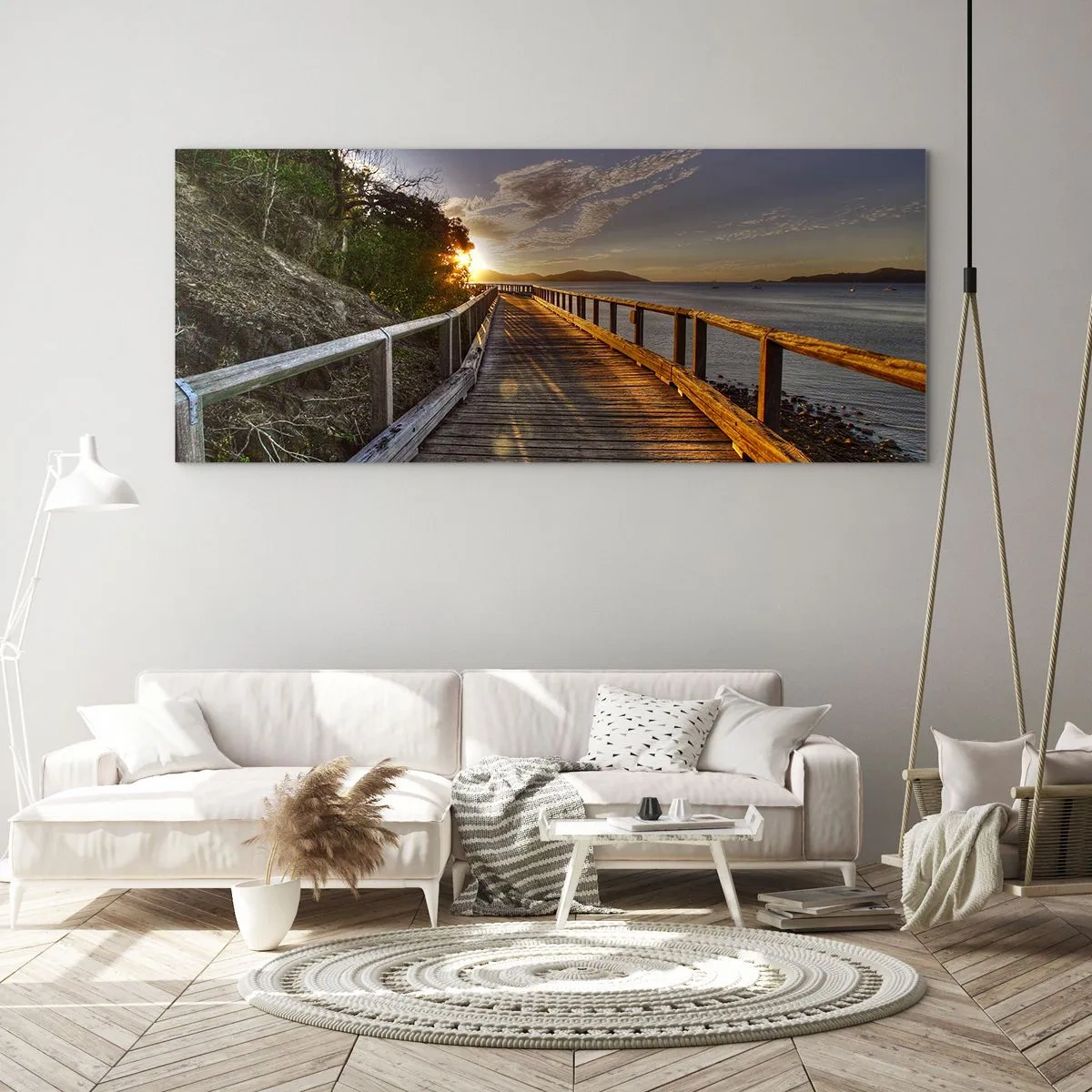 Quadro em vidro - Caminhada constante em direção ao sol - 90x30 cm