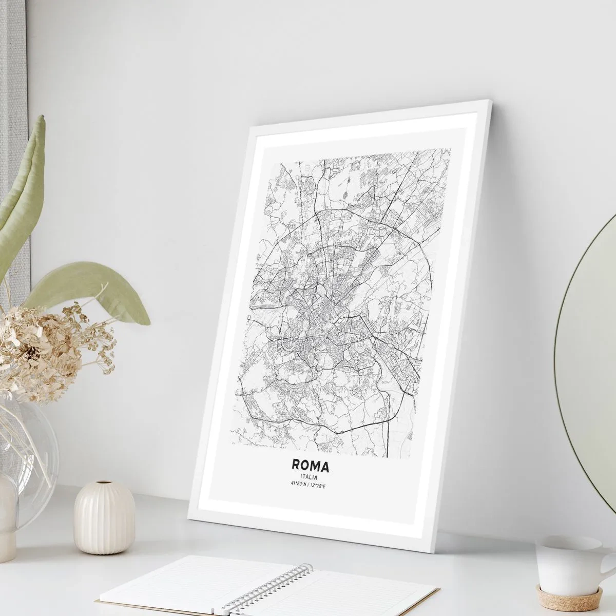 Pôster em moldura branca - Círculo romano - 70x100 cm