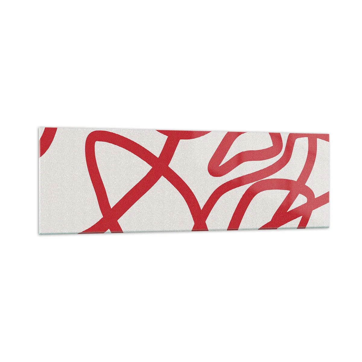 Quadro em vidro - Vermelho em branco - 160x50 cm