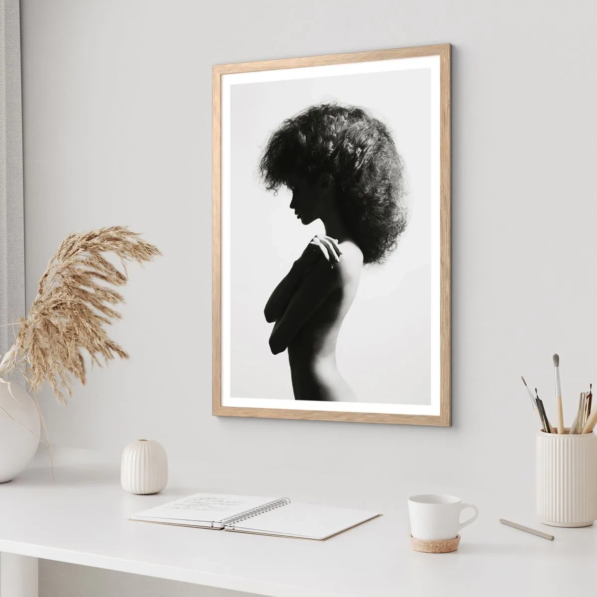 Pôster com moldura de carvalho claro - Como uma flor em um caule fino - 61x91 cm