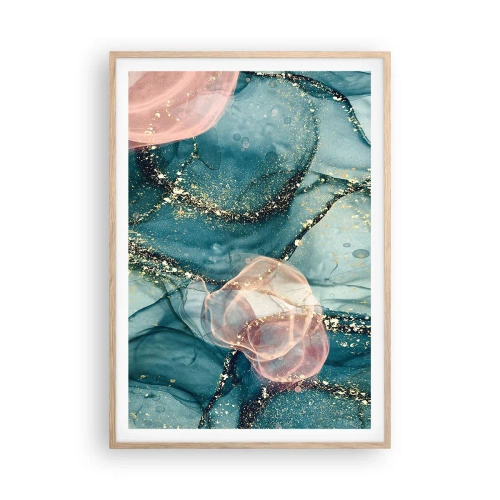 Pôster com moldura de carvalho claro - Azul seda, rosa tule - 70x100 cm