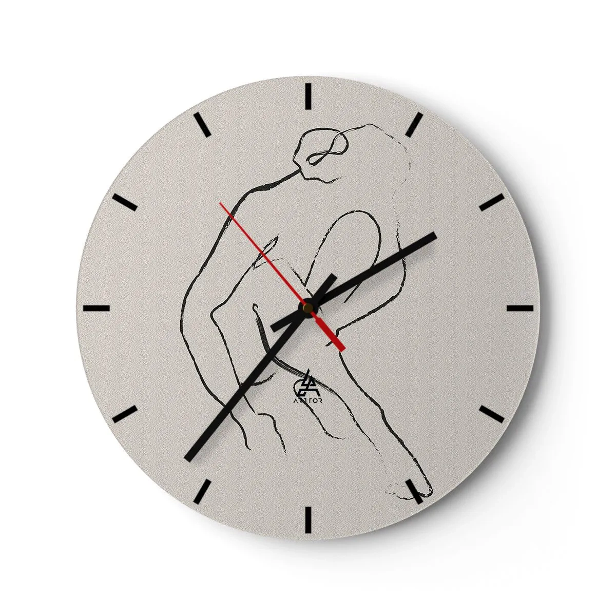 Relógio de parede - Relógio em vidro - Um esboço delicado de uma silhueta feminina em um fundo claro - 30x30cm - Esboço íntimo - Decoração de parede moderna para a sala de estar, cozinha e quarto ARTTOR
