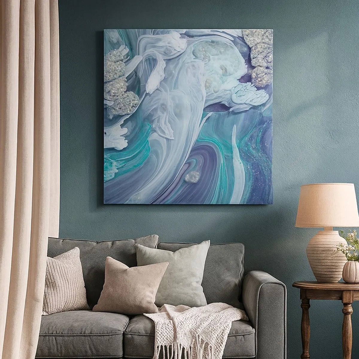 Quadro em tela - Correntes de azul - 30x30 cm