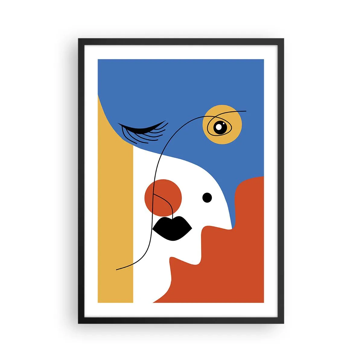 Pôster com moldura preta - Um retrato cubista em cores fortes - 50x70cm - Retrato desconstruído - Decoração de parede moderna para a sala de estar e quarto ARTTOR