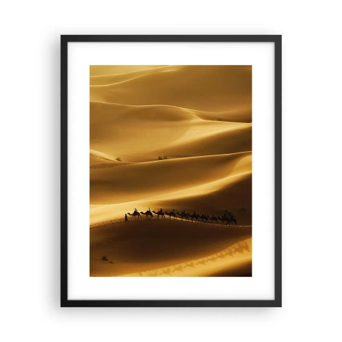 Pôster com moldura preta - Caravana nas ondas do deserto - 40x50 cm